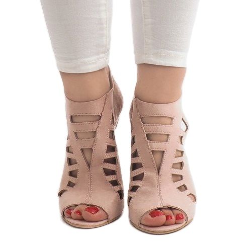 Botas rosa caladas de tacón alto 238-8 2