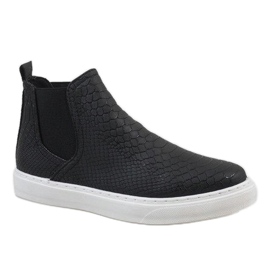 Zapatillas altas negras de piel de serpiente LT1599 negro 1