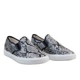Zapatillas sin cordones blancas para hombre YDB-9 blanco negro 2