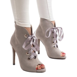Botas De Tacón Alto Ante 680-32 Gris 1