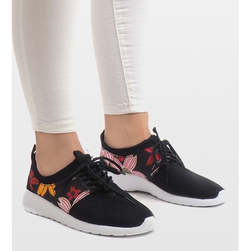 Zapatillas Deportivas Con Flores 625 Negro 2
