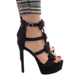 Sandalias negras sobre ante tacón M249 negro 1
