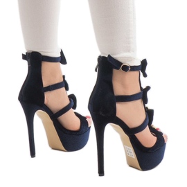 Sandalias azul marino en ante tacón M249 3
