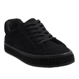 Zapatillas negras con cordones BS098 negro 1 Zapatillas negras con cordones BS098 negro 1