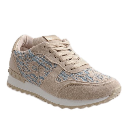 Deportivas beige con puntilla G-100 1 Deportivas beige con puntilla G-100 1