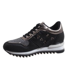 Deportivas cuña negras G-127 negro 2
