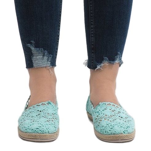 Deportivas verdes con encaje JX57P 2