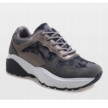Calzado deportivo gris de moda, camuflaje LT013 1