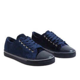 Zapatillas de terciopelo azul marino BK6197-2 4