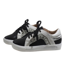 Zapatillas de mujer negras cuñas BH-115 negro 3