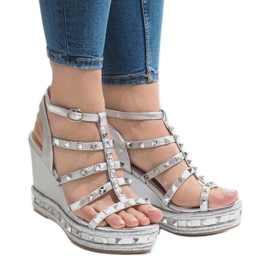 Sandalia cuña plateada VS-368 gris 2