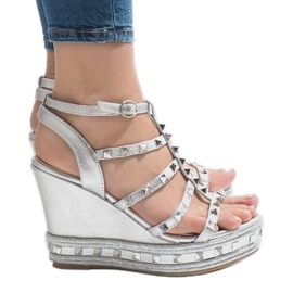 Sandalia cuña plateada VS-368 gris 3