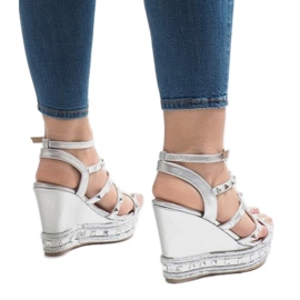 Sandalia cuña plateada VS-368 gris 4