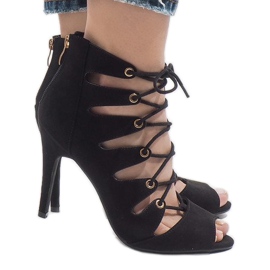 Botas negras abiertas de tacón alto 9095-83A negro 3