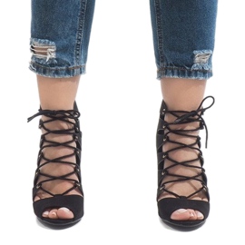 Botas negras abiertas de tacón alto 9095-83A negro 2 Botas negras abiertas de tacón alto 9095-83A negro 2