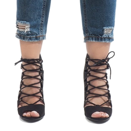 Botas negras abiertas de tacón alto 9095-83A negro 2 Botas negras abiertas de tacón alto 9095-83A negro 2