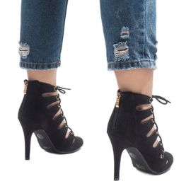 Botas negras abiertas de tacón alto 9095-83A negro 4