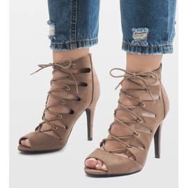 Botas caqui abiertas con tacón alto 9095-83A multicolor verde 1 Botas caqui abiertas con tacón alto 9095-83A multicolor verde 1