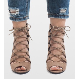 Botas caqui abiertas con tacón alto 9095-83A multicolor verde 2 Botas caqui abiertas con tacón alto 9095-83A multicolor verde 2