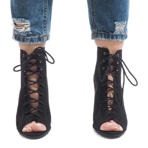 Botas negras abiertas con tacón 1610-22 negro 2