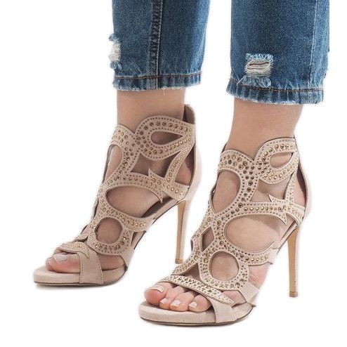 Botas beige abiertas con tacón alto HF1436-20 1