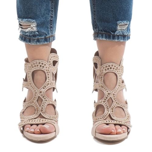 Botas beige abiertas con tacón alto HF1436-20 2