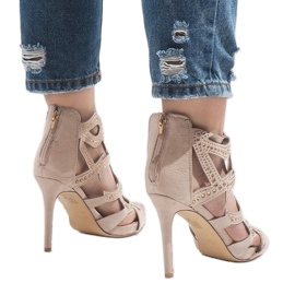 Botas beige abiertas con tacón alto HF1436-20 4