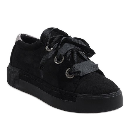 Zapatillas negras con cordones 1507 negro 1 Zapatillas negras con cordones 1507 negro 1