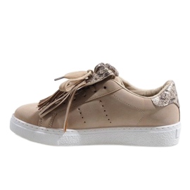 Deportivas beige con estampado de serpiente 451-Y 2