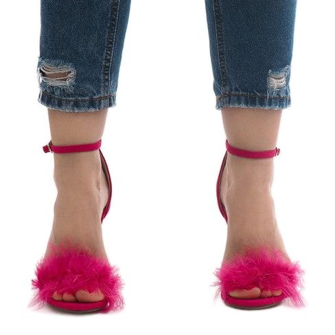 Sandalias de tacón de ante rosa NF-19P 1