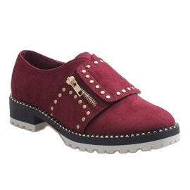 Zapatos sin cordones granate con tachuelas U-6249 rojo 1