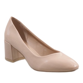 Bombas lacadas beige en el poste 7501-1 1