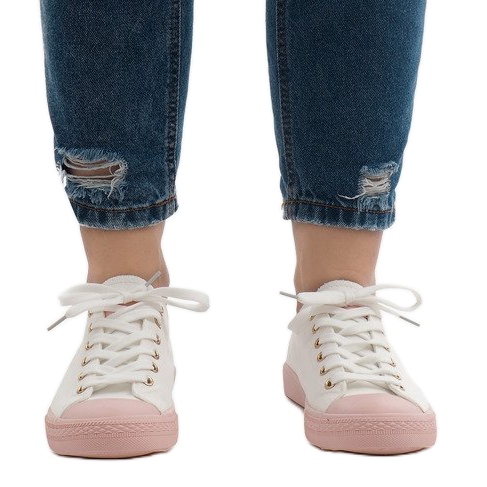 Zapatillas blancas YZ110-9 blanco rosa 2