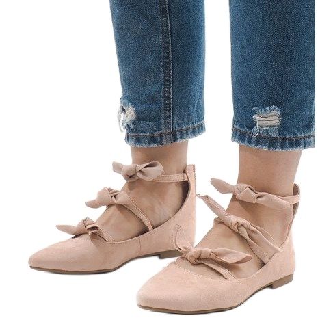 Bailarinas rosas con cordones y lazos G-47 rosado 1