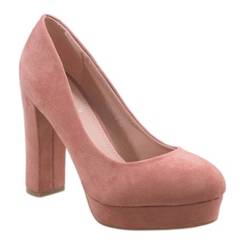 Zapatos de salón de ante rosa en el pilar 12225-2 rosado 1