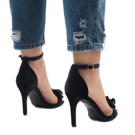 Sandalias de ante negro con lazo LB-291 4