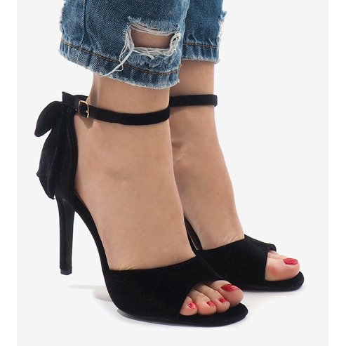 Sandalias de ante negro con lazo LL-280 2 Sandalias de ante negro con lazo LL-280 2