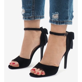 Sandalias de ante negro con lazo LL-280 1