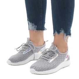Calzado deportivo de malla gris G8347-1 1