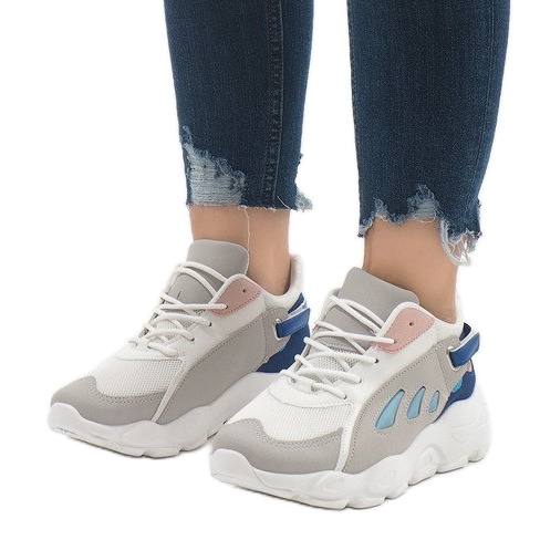 Zapatillas deportivas de moda multicolor 9115 Azul blanco rosa gris 1