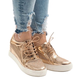 Zapatos deportivos calados lacados en champán WW055A amarillo 3