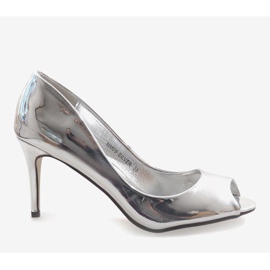 Zapatos de salón plateados con espejo abierto MM09P gris 2