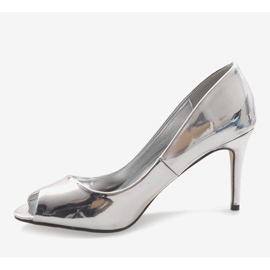 Zapatos de salón plateados con espejo abierto MM09P gris 3