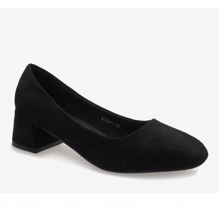 Zapatos de tacón de ante negro en el pilar H343-1 1