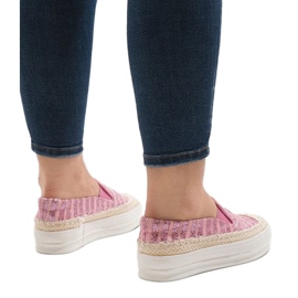 Zapatillas alpargatas rosas en la plataforma GH001 rosado 3
