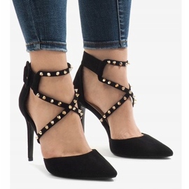 Tacones altos de ante negro GH11547 2