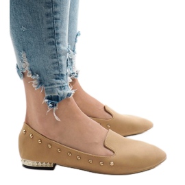 Mocasines camel bailarinas ZHC-980 marrón 2