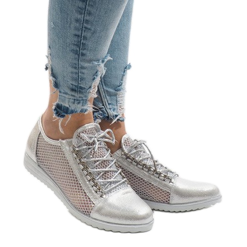 Zapato calado plateado TL44 gris 1 Zapato calado plateado TL44 gris 1