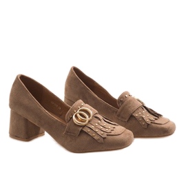 Inna Zapatos de tacón de ante caqui en el poste LB-339 marrón 1