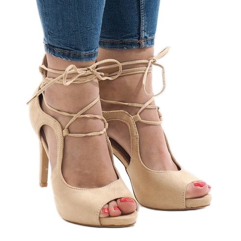 Sandalias beige con tacón de aguja JL-01 1
